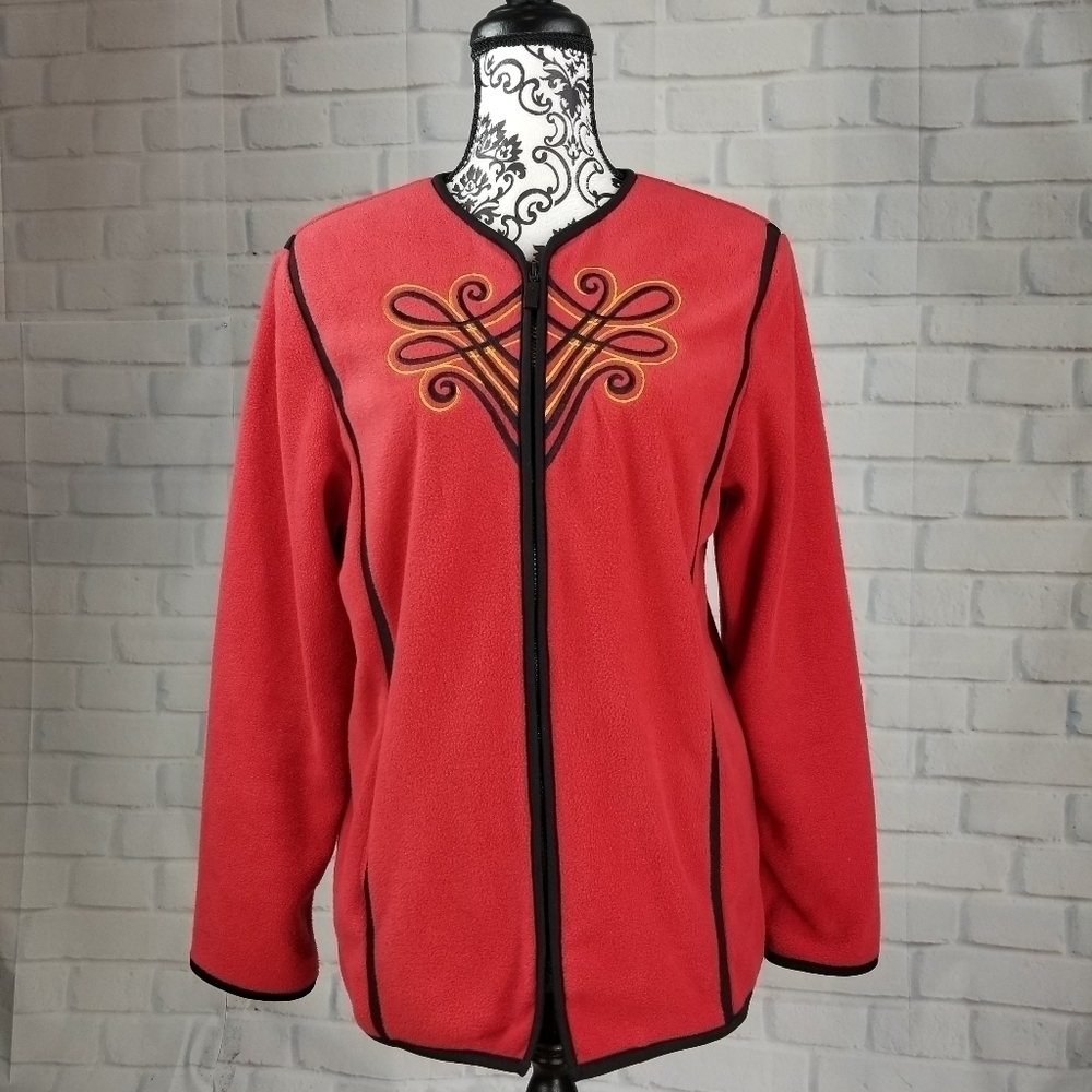 Bob Mackie zip front long sleeve geo print jacket